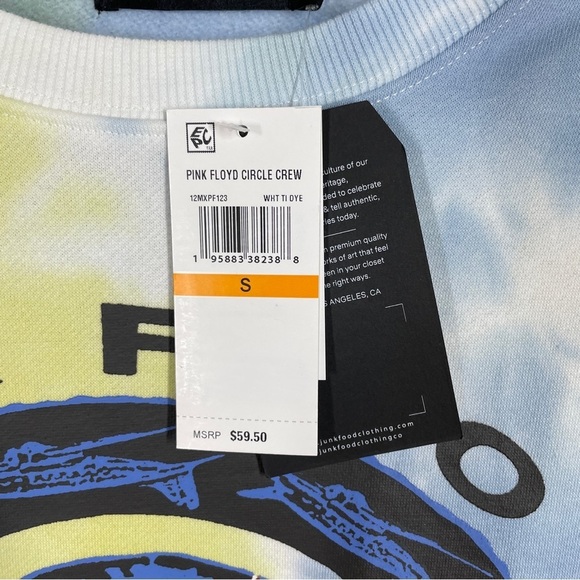 NEW Junk Food Pink Floyd Tie Dye World Tour First In Space Graphic Sweatshirt S - Picture 7 of 7